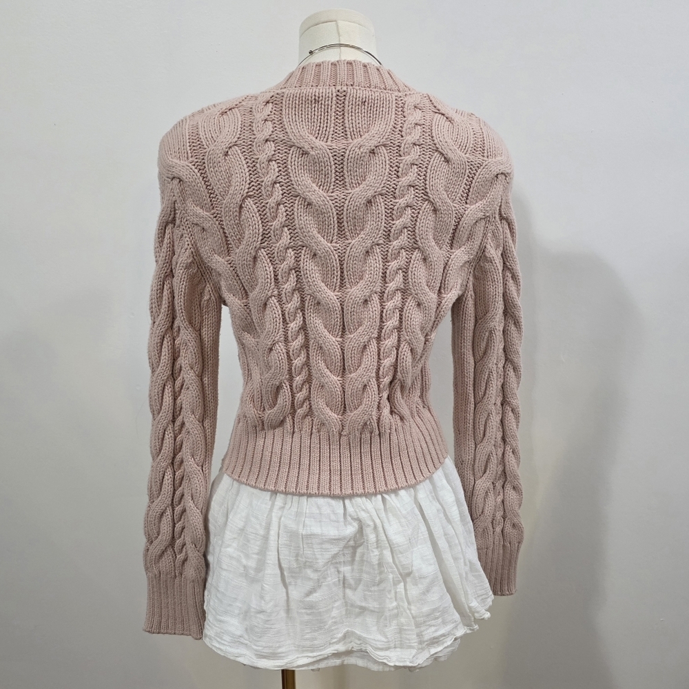 Abercrombie heavy knit pink button up sweater - Picture 3 of 6